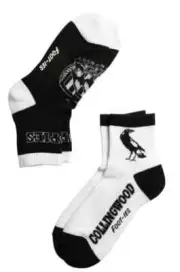 Collingwood Magpies AFL Adults Banner 2 Pack Quarter Socks