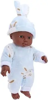 30cm Dark Skinned Soft Body Doll Dolls with Blue Clothes
