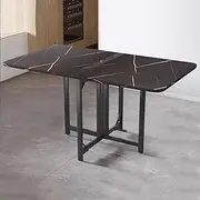 Folding Drop Leaf Dining Table Extendable Rectangular Dining Table Space Saving Dinner Table for Kitchen Dining Room Multifunctional Design (140cm/55.1in)
