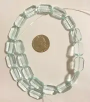 12x18mm Aqua Glass Faceted Octagon 16" Long Strand 21pcs beads
