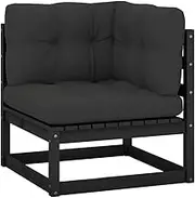 Garden Corner Sofa with Anthracite Cushions Solid Pinewood