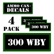 300 WBY Ammo Can Labels Ammunition Case stickers decals 4 pack 3"x1.15"