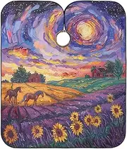 RPLIFE Sunset Lavender Fields Sunflowers Purple Haircut Cape, Haircut Capes Adults Washable, Styling Capes Clients, Sunset Lavender Fields Sunflowers Purple