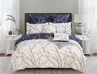 TREE Reversible Blue&Beige Duvet/Doona/Quilt Cover Set Queen/King/Super Size Bed