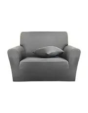 [SOGA] High Stretch Sofa Cover Couch Lounge Protector Slipcovers 1-Seater in Grey