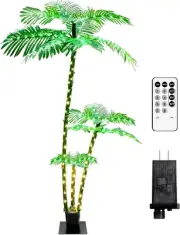 6Ft Artificial Palm Tree Plug 8 Lighting Modes Christmas Tree IP65 Waterproof Pa
