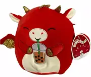 Squishmallows Braiden the Red Boba Dragon 7.5" Plush