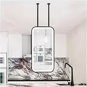 Ceiling Hanging Rod Mirror,Rectangular Bathroom Vanity Mirror,Light-Emitting Decorative Mirror,for Home and Hotel(60x90cm)