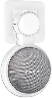[PlusAcc] Wall Mount for Google Nest Mini or Home Mini, Mount Stand with Integrated Cable Management, Ideal for Bedroom, Bathroom and Kitchen, No Screws Required (White)