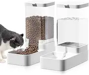 3.8L Pet Water Dispenser, 2.1KG Food Feeder, Automatic Pet Feeder and Water Dispenser, Pet Feeding Food Container, Self Feeding Station for Dogs Cats (White) ﻿