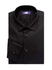 Cavalli Class By Roberto Cavalli Men's Black Slim Fit Logo Dress Shirt, 17.5 NWT