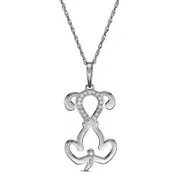 0.05 CT. T.W. Natural Diamond Laser-Cut Dog Pendant in 10K White Gold