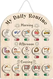 Daily Routine Chart For Kids, Visual Schedule, Routine Chart For 3-5, Morning Bedtime Routine Chart For, Wooden Chore Chart For Kids