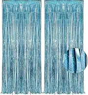 Yuanbigtai Blue Tinsel Curtain Party Backdrop-Foil Curtain Party Decor Photo Streamers Backdrop for Birthday/Baby Shower/Mermaid/Under The Sea/Ocean/Frozen Party Decorations - 1m x 2.5m(2pack)