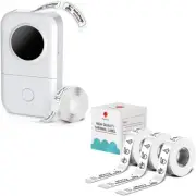 D30 Label Maker with 4 Tapes Black on White Label Tape 14X50Mm Mini Bluetooth