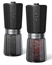 Bundled Gravity Electric Salt and Pepper Grinder Set Rechargeable 800 mAh, 2-Spe