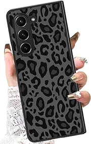 [KANGHAR] Case Compatible with Samsung Galaxy Z Fold 2024,Black Leopard Design,Non-Slip + Shockproof Rugged TPU Protective Case for Galaxy Z Fold 2024 Leopard Pattern