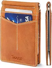 [MARIB] RFID Blocking Wallet Slim Bifold - Genuine Leather Minimalist Front Pocket Wallets for Men with Money Clip (California Desert Rogue)