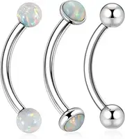 [AROWRO] G23 Titanium Eyebrow Jewelry 16g Eyebrow Piercing Jewelry Curved Barbell 16g Belly Button Ring 6mm-12mm Cartilage Earring Labret Stud 16g Eyebrow Piercings Opal Bridge Jewelry