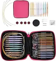 Gugxiom 13 Pairs of Interchangeable Circular Knitting Needles Set, Knitting Starter Kit, Knit Picks Interchangeable Needles, with PU Package, Knitting Kit for Beginners