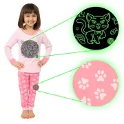 Little Jupiter Girl Pajamas with Glow in The Dark - Cat Pink