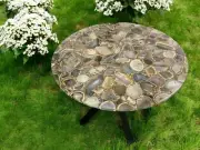 30" Wild Agate Stone Center Sofa Coffee Table Agate Geods Stone Console Bar Dec