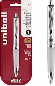 Uni-Ball 207 Premier Retractable Gel Rollerball Pen, Medium Point, Black Ink, 1 Count