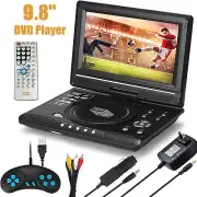 Portable 9.8" HD DVD CD Player 270°Swivel Car TV Player FM Radio+Gamepad I2H5