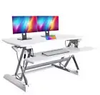 NNEMB Desk Riser 90cm Wide Adjustable Sit to Stand, for Dual Monitor, Keyboard,