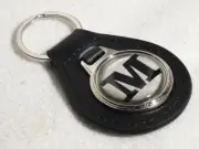 NEW RARE VINTAGE 1970s INITIAL LETTER " M " BLACK Leather CAR Key Chain Ring Fob
