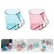 2 Pcs Bathroom Tumbler with Handle Toothbrush Cup Container