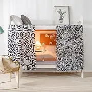 YGHYYF Bottom Bunk Bed Curtains Privacy Cloth Underbed Curtains for Low Loft Bed Single, 2 Panels,Black and White Graffiti