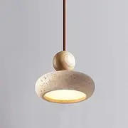Natural Yellow Travertine Pendant Light, Style LED Ceiling Lamp 3000K for Bedroom, Kitchen Island, Dining Room, Interior Lighting Fixture (B)