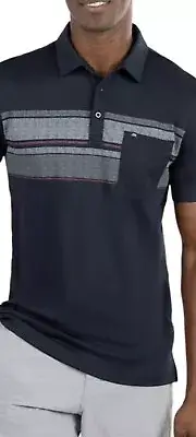 NWT Travis Mathew Cape York Black Patterned Golf Polo Shirt Mens Small