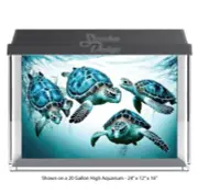Cute Swimming Teal Turtle Polyester Fish Tank Glass Backdrop Aquarium Background
