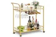 VASAGLE Bar Cart with Gold Frame