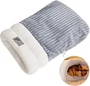 Cat Sleeping Bag, Winter Warm Cat Sleeping Beds for Indoor Cats, 360°Soft Plush Cat Sack Self Warm Cat Bed Cave, Comfortable Pet Snuggle Sack (L)