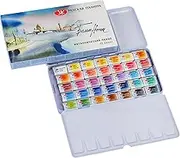 White Nights Extra Fine Artist Grade Watercolor Set of 35 Colors full 2,5ml pans in a Metal case by Nevskaya Palitra