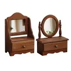 Wood Desk Makeup Mirror Wooden Table Top Vanity Mirror for Living Room Women