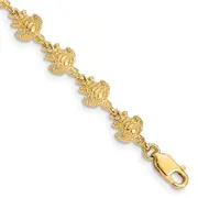 7 Inch 14K Gold Polished And Textured Turtle Bracelet