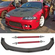 Carbon Front Bumper Lip Splitter Spoiler w/ Strut Rods For Mitsubishi Eclipse