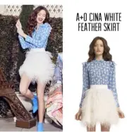 ALICE + OLIVIA Bloomingdales Cina Feather White Mini Skirt Size 0