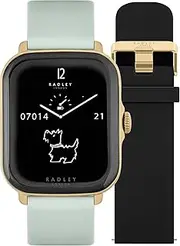 Radley Series 20 Smart Calling Watch with interchangeable Black Silicone and Eucalyptus Leather Straps RYS20-2126-SET, Eucalyptus & Black, Modern
