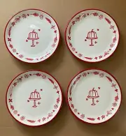 4 Tag MAKING SPIRITS BRIGHT Cake Appetizer Snack Dessert Plate Set Red Christmas