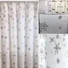 Envogue Shimmer Snowflake Shower Curtain Silver Gold Snowfall Winter Holiday