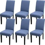 [JQinHome] Dining Chair Slipcover,High Stretch Removable Washable Chair Seat Protector Cover for Home Party Hotel Wedding Ceremony, Fabric Polyester Blend, Gray Blue, Pack of 6