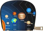 [EdWal] Outer Space Solar System Print Card Holder Unisex Credit Card Case for Men and Women Leather Card Holder, Slim Business Card, White, One Size