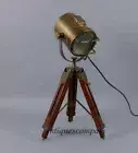Antique Mini Small Desk Vintage Spot Light Tripod Table Lamp Searchlight Finish