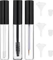 QmjdDymx Empty Mascara Tube 3 Pcs 10Ml Empty Mascara Tube, Wand Transparent Eyeliner Tube, Lip Gloss Tubes With Rubber Inserts and Funnels for Carring