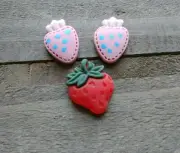 Resin Cabochons Slime Charms Strawberry Fruit Orchard Mixed Lot Flat Back 3pcs